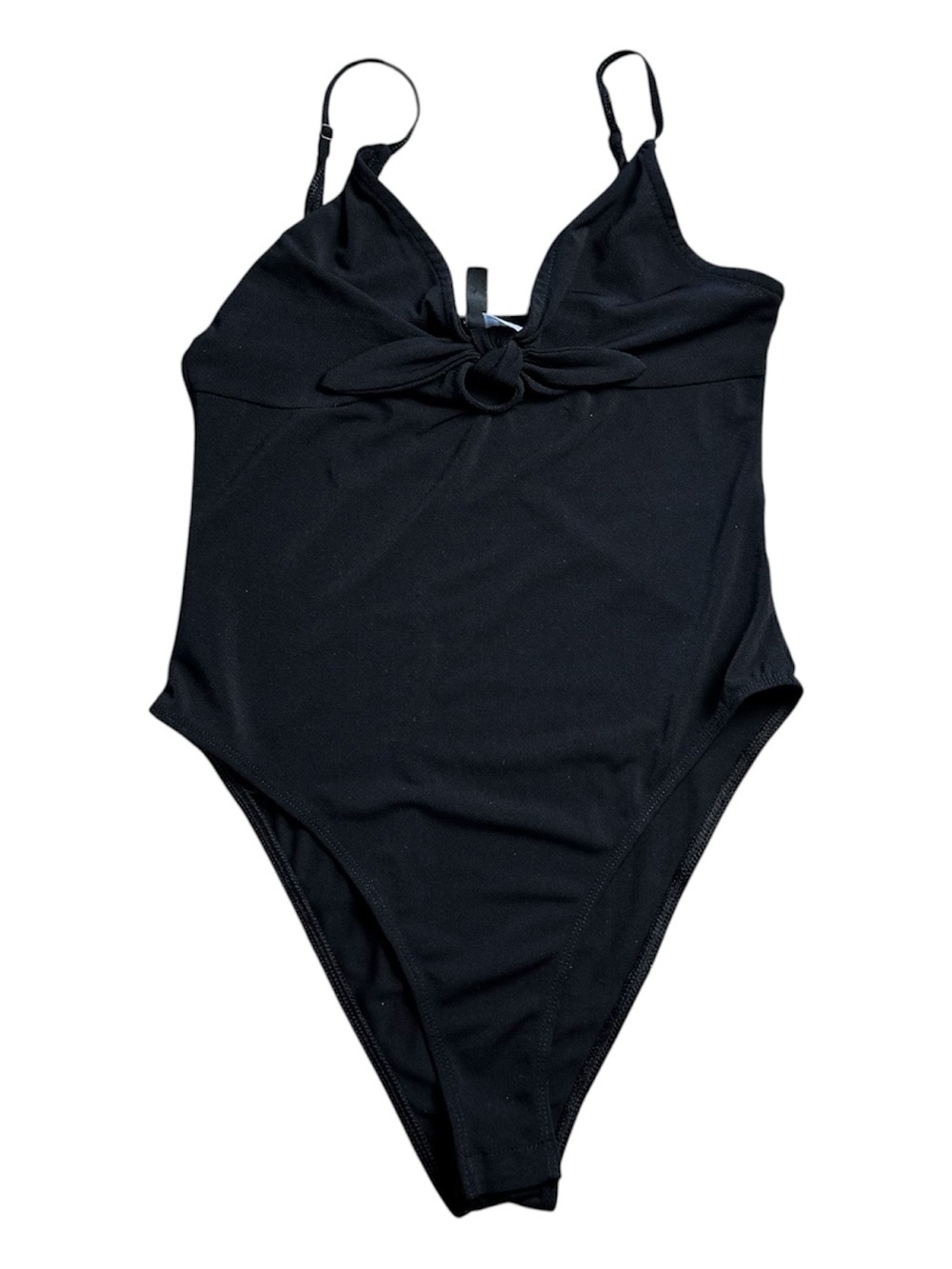 Classic Black Bodysuit with Front Bow